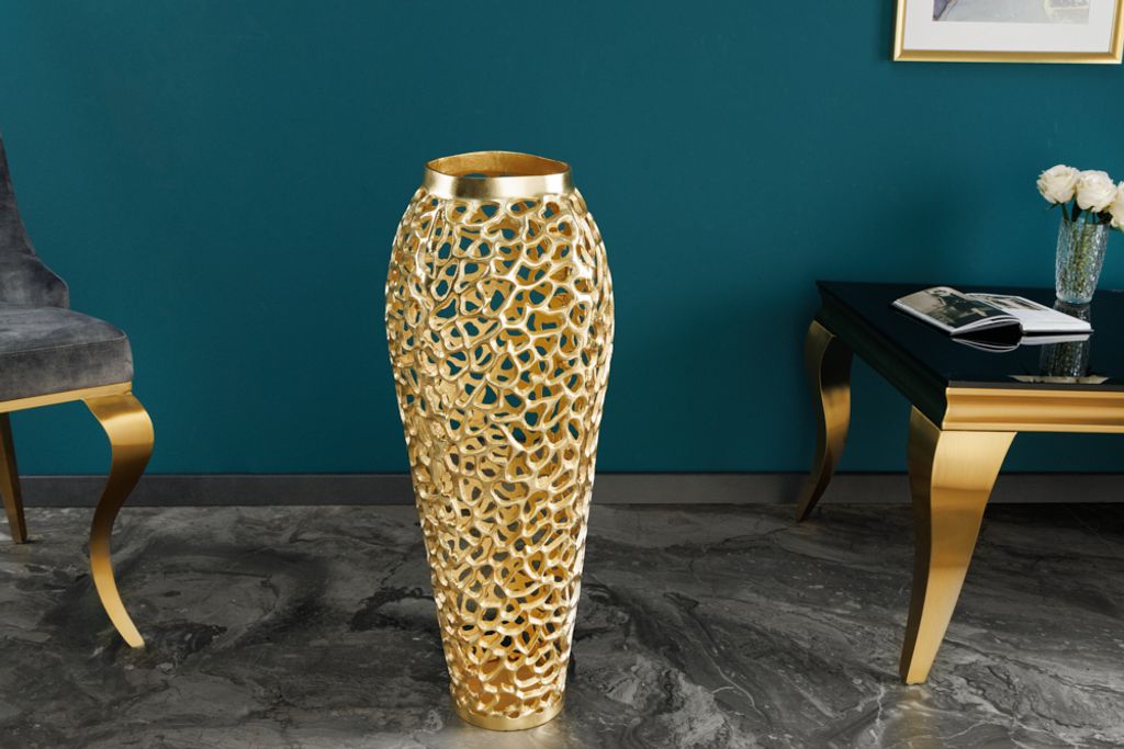 Filigrane Vase ABSTRACT LEAF gold 65cm Produktbild 3