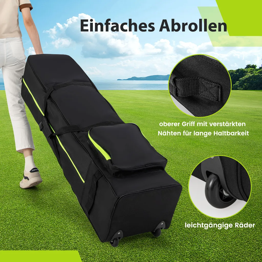 Sac de Golf pour Avion Pliable avec Roulettes et Fermeture à Clé - 6