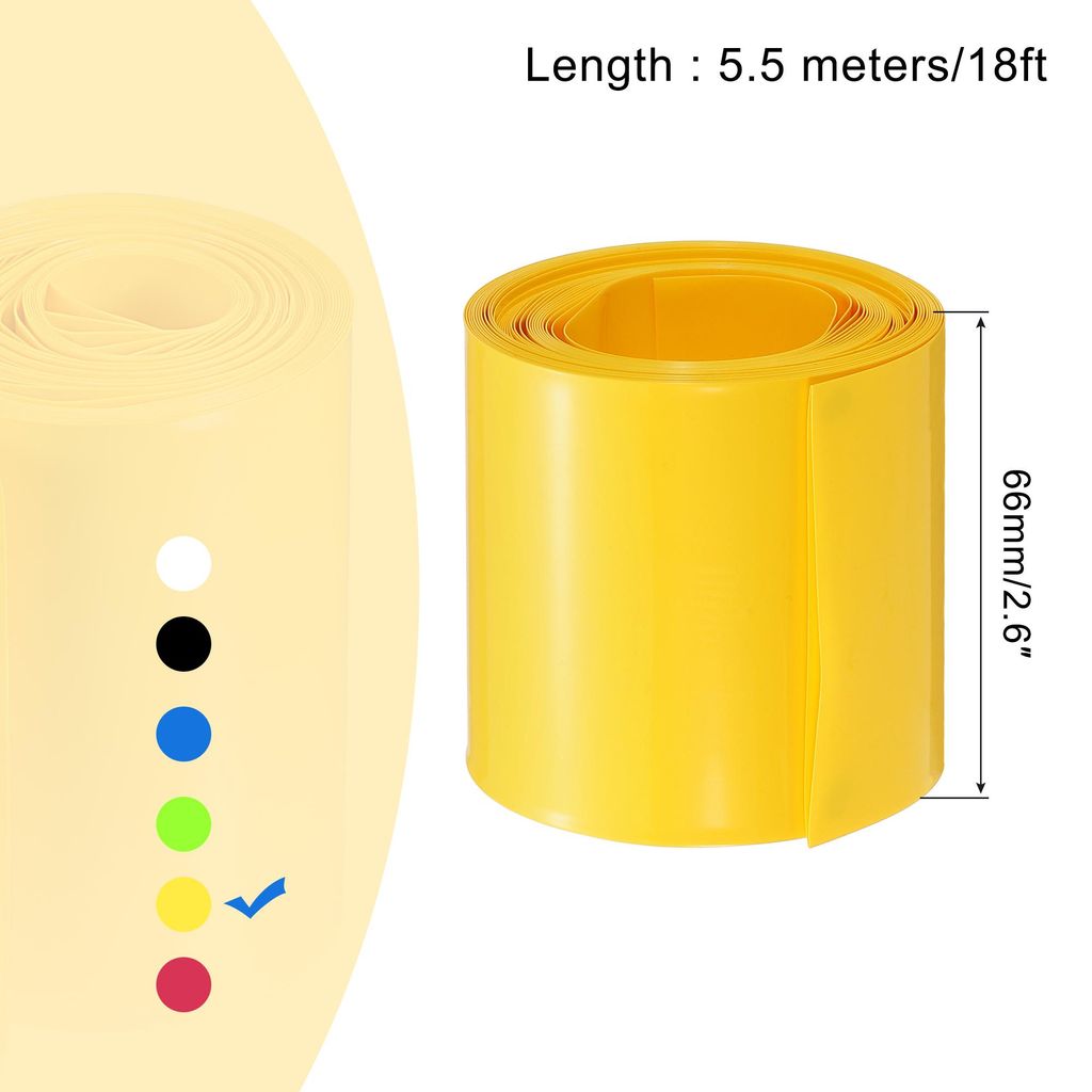 5,5m L?nge PVC Schrumpfschlauch 42mm ID, 66mm Flachbreite Isolierschlauch Wasserdicht Schutzschlauch, Verh?ltnis 2:1 Schrumpfschl?uche fš¹r 18650...