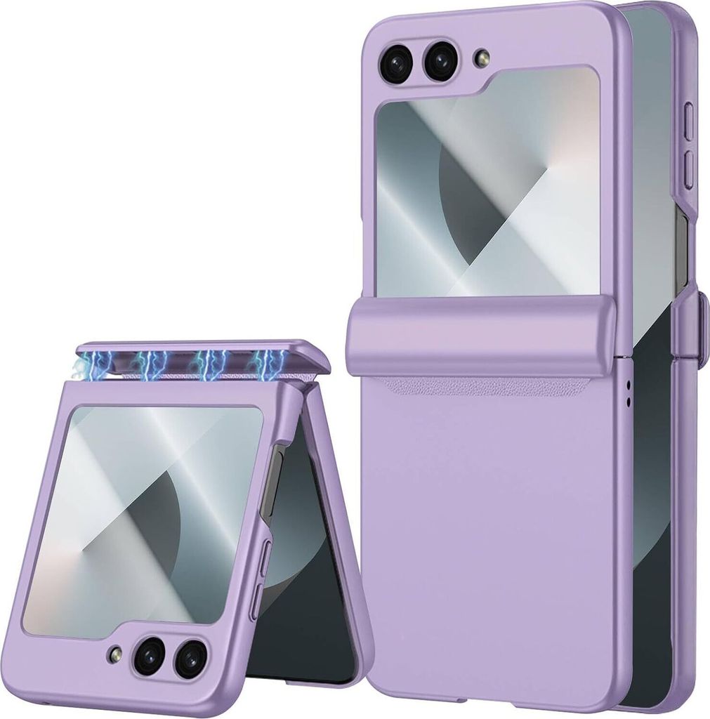 Hülle für Samsung Galaxy Z Flip 6 / Z Flip 7 FE Magnetische Scharnierschutz Hartes PC mit Displayschutz All-Inclusive Schutzhülle Lila
