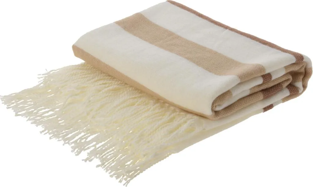 Coperta a righe con frange, acrilico, 130 x 160 cm