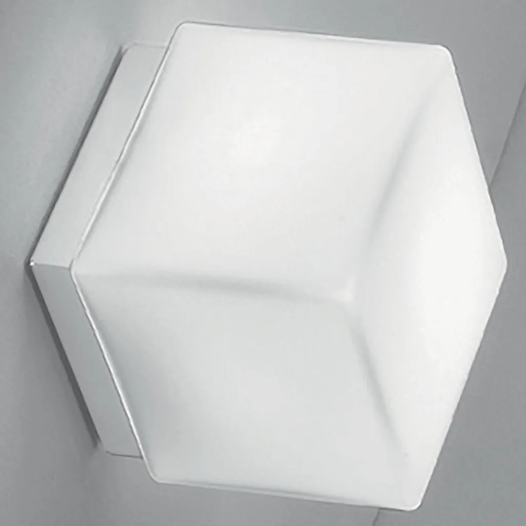 Plafonnier Carré Design en Métal Blanc et Verre Opale pour Salon E27