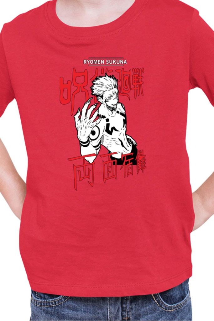 Kinder T-Shirt Japan Manga Anime Comics Animation Jujutsu Anime Manga Kaisen Sukuna, 5-6 Jahr - 116 / Rot