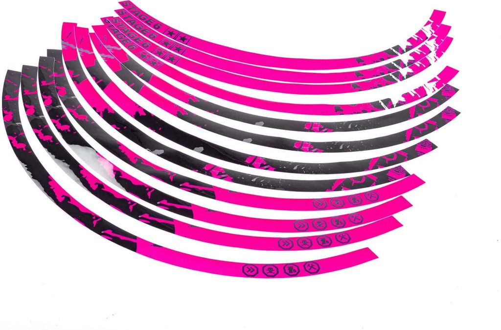 STAGE6 10 Zoll Felgenaufkleber Kit Pink/Schwarz