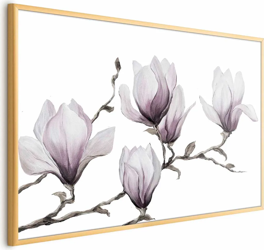 Poster Magnolie 90x60 Cornice Oro Senza Bordo | Tendenza Home Decor