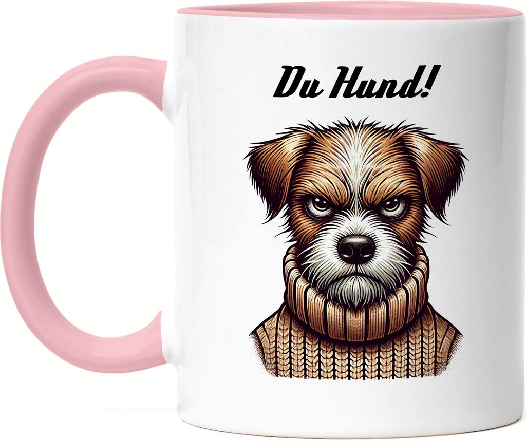 Du Hund Lustiges Motiv Tasse Rosa Geschenkidee für Hundefans witziges Design cooles Hundemotiv einzigartig und kreativ