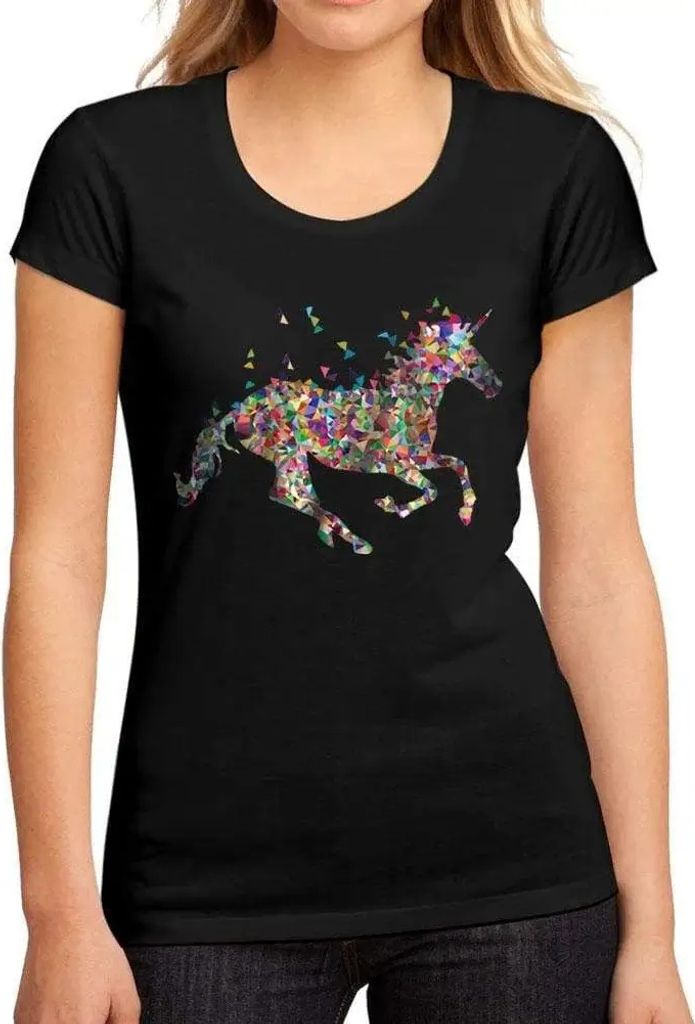 Damen Grafik T-Shirt Multicolor Einhorn – Multicolor Unicorn – Öko-Verantwortlich Vintage Jahrgang Kurzarm Lustige Druck Geburtstag Geschenk Frau