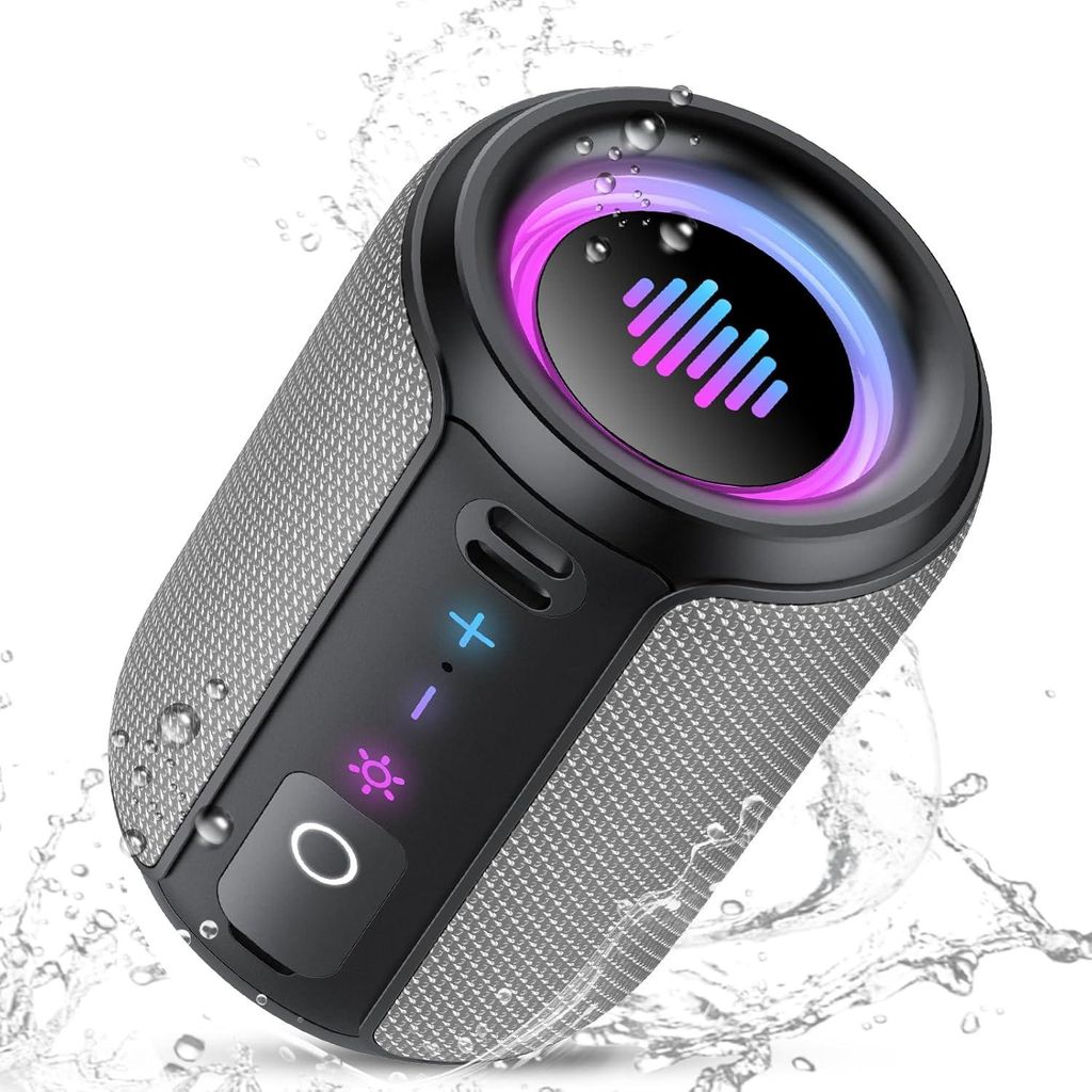 Bluetooth Lautsprecher Mini Musikbox 12H Akku TWS Stereo IPX7 Wasserdicht Outdoor RGB Licht Party Sport Tragbarer Speaker