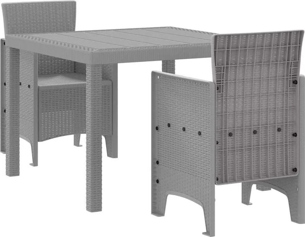 Set Bistro da Esterno vidaXL 3 Pz Grigio Chiaro in Rattan Sintetico
