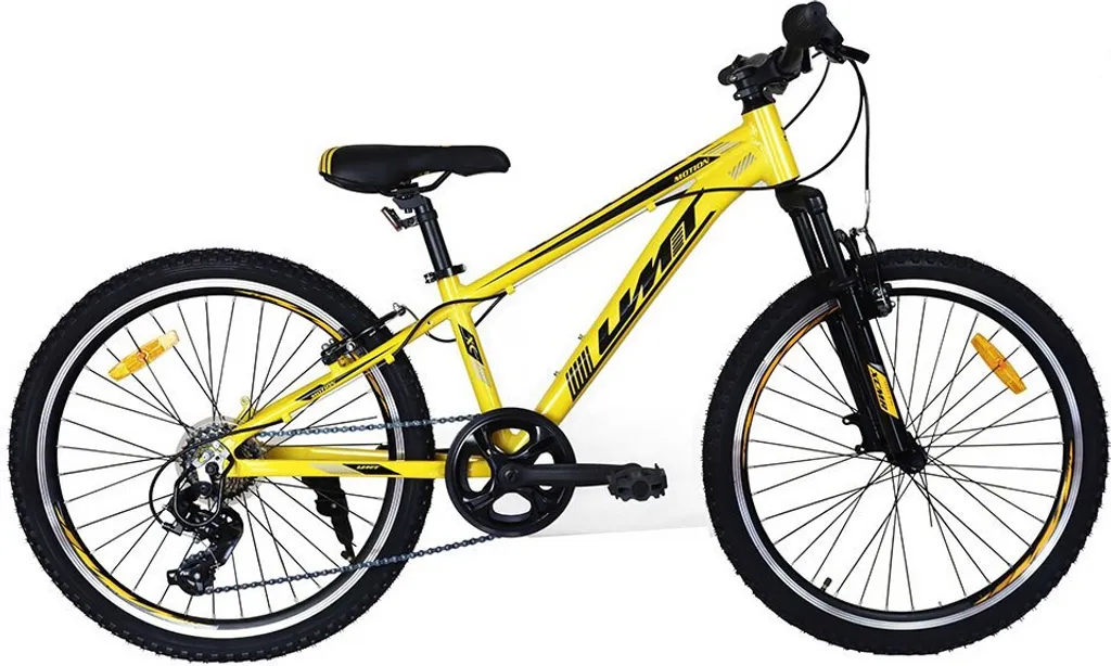 VTT Umit Motion 24 Pouces Jaune avec Suspension Avant et Cadre Robuste