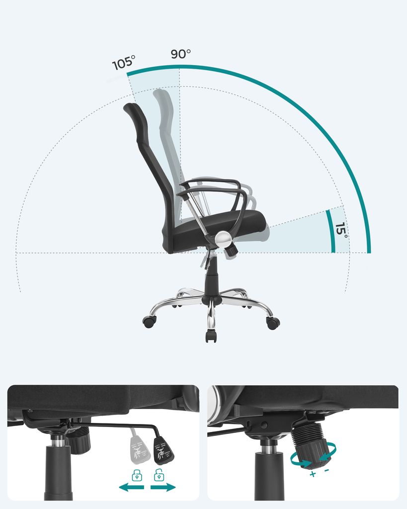 Kancelářská židle SONGMICS, ergonomická kancelářská židle, Obrázek produktu 5
