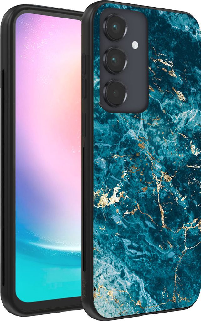 Smartphonica Handyhülle für Samsung Galaxy A24 4G mit Marmordruck - TPU-Hülle mit Marmor-Design - Blau