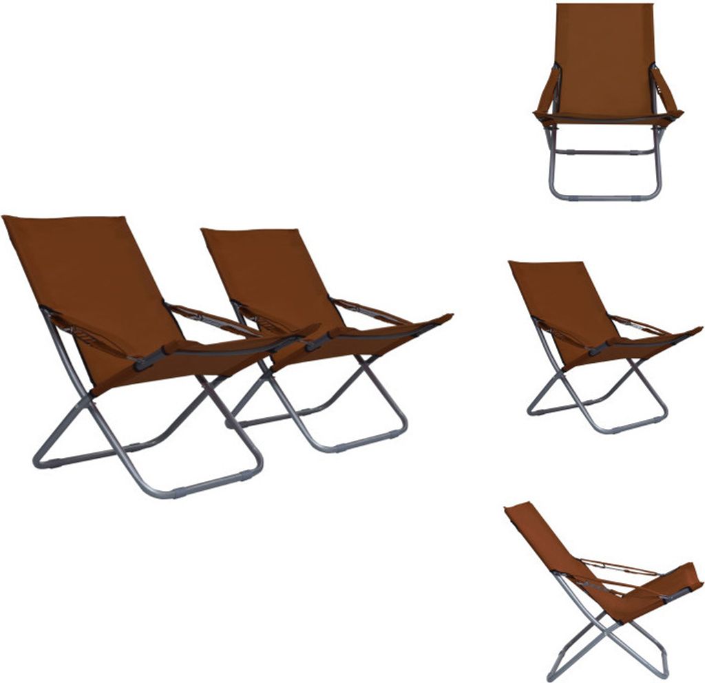 vidaXL Klappbare Strandstühle 2 Stk. Stoff Braun - Gartenstühle