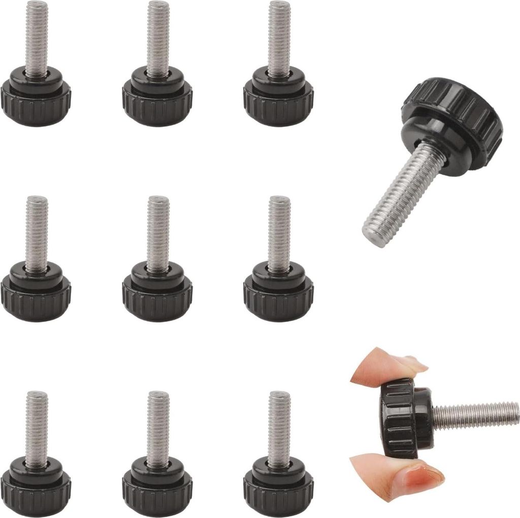 Allecto Premium - Gekartelte Daumenschraube Set 10 Stück M8 x 25 mm - Kohlenstoffstahl - Maschinen & Klink - Aufbewahrungskoffer - Griffknöpfe