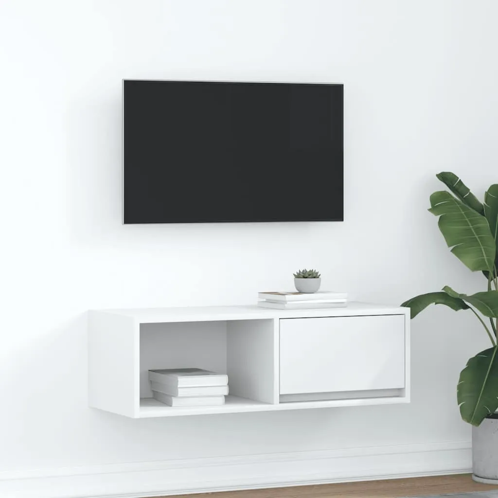 Mobile TV Bianco 80x31x25,5 cm | Supporto Stabile in Legno per Soggiorno