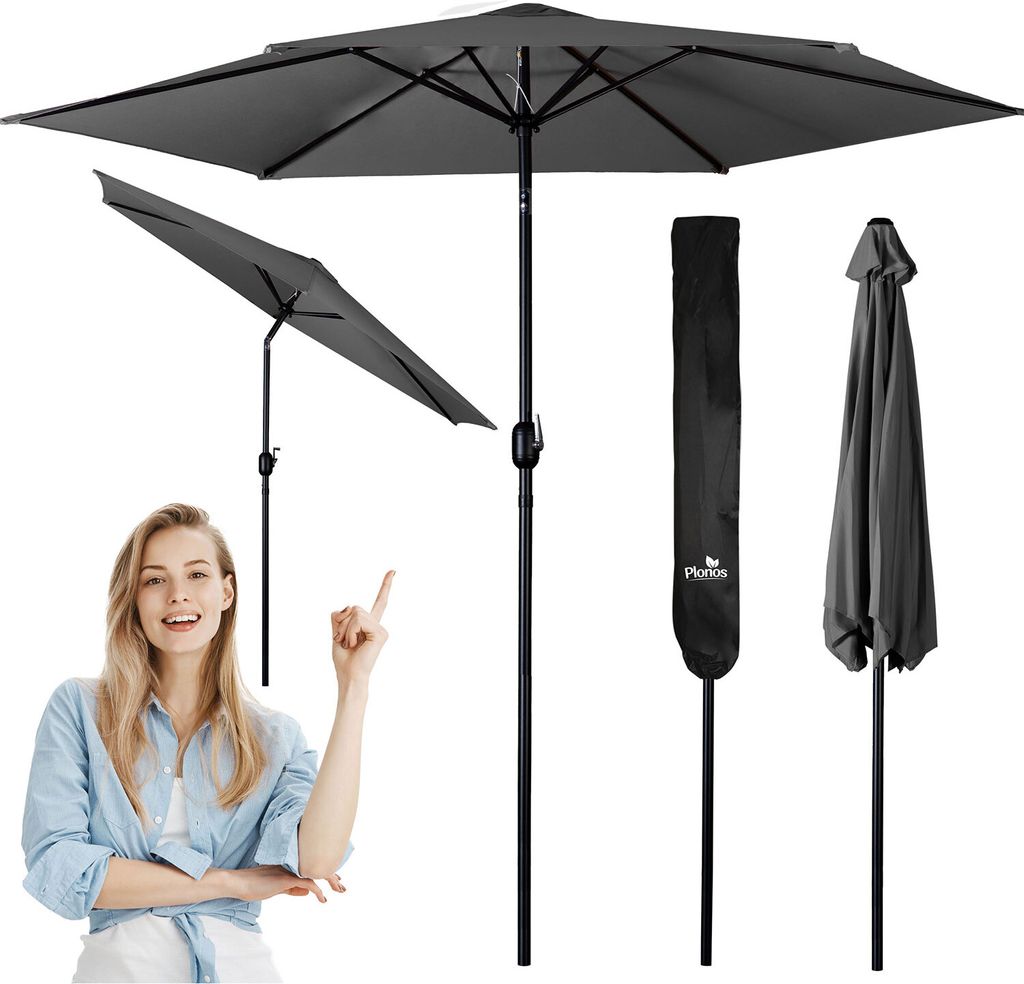 Plonos Faltbarer Gartenschirm 300cm Graphit
