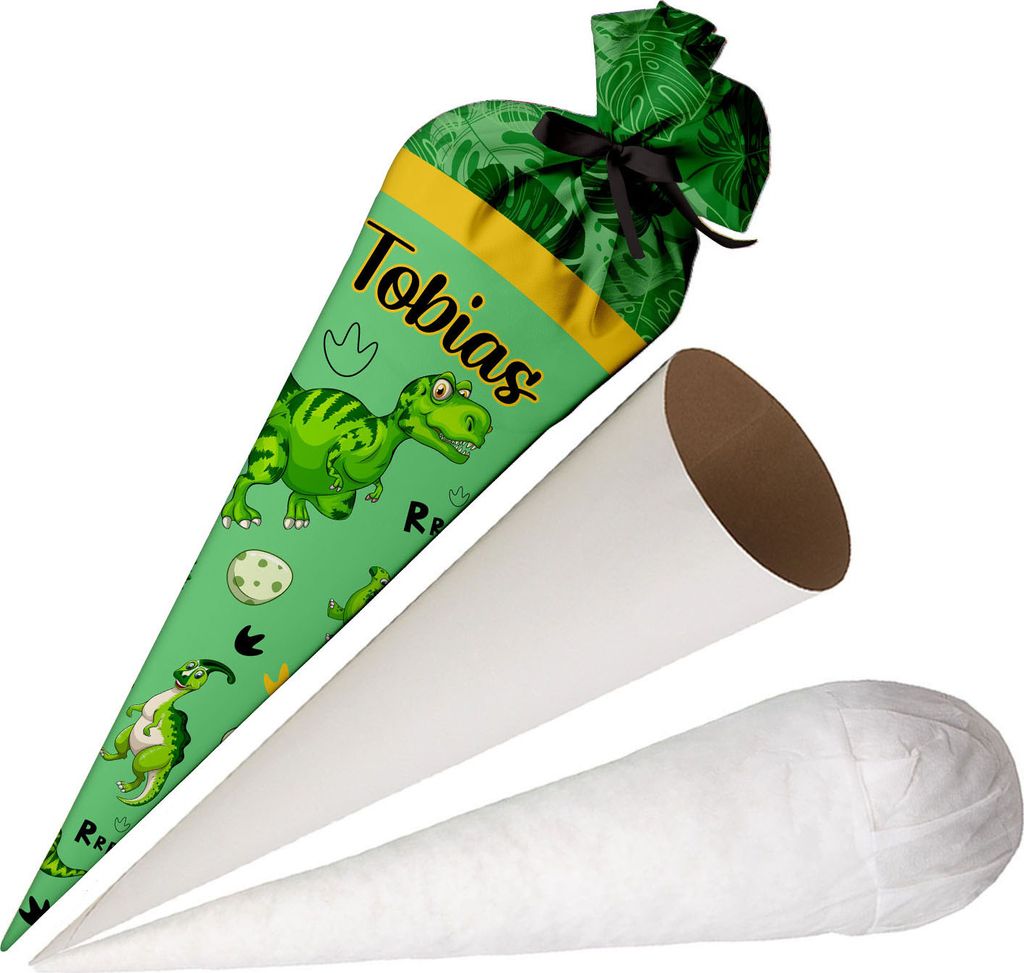 Ferocity, Schultüte mit Namen, 70 cm, Zuckertüte zur Einschulung, für Jungen – Big Dinos [149]