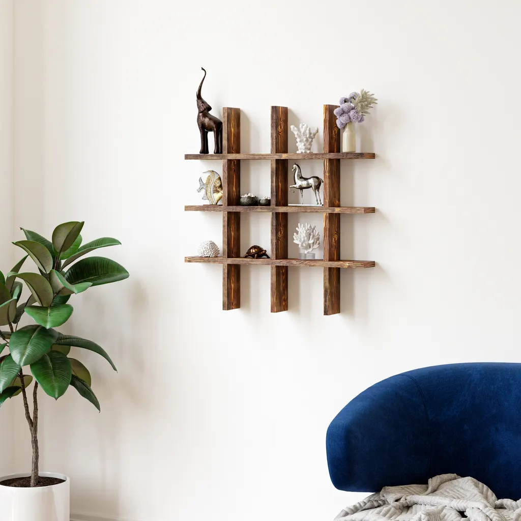 Scaffale Muro Orimattila 62x62 Legno Scuro - Arredo Contemporaneo