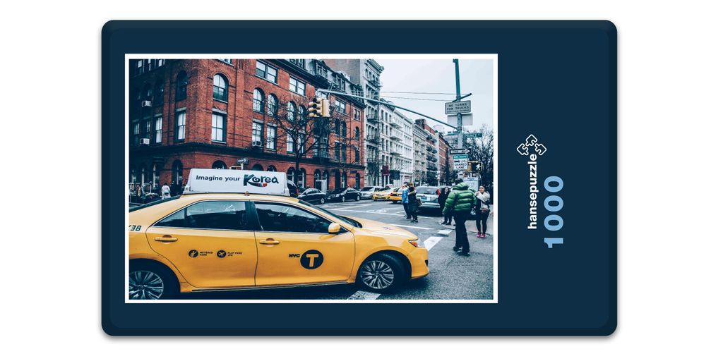hansepuzzle 12151 - Yellow Cab Puzzle, 1000 Teile, Reisen, 60,0 x 46,0cm mit hochwertiger Aufbewahrung, Kartonbox und wiederverschließbarem Beutel