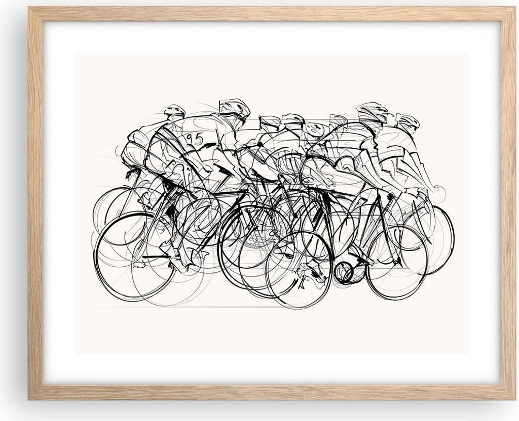 Gerahmtes Poster - Rahmen in heller Eiche - Fahrrad Rennen Rad - 50x40 cm - Wand Bild - Wanddeko - Wandbilder - Wandposter - Bilderrahmen - Bilder ...