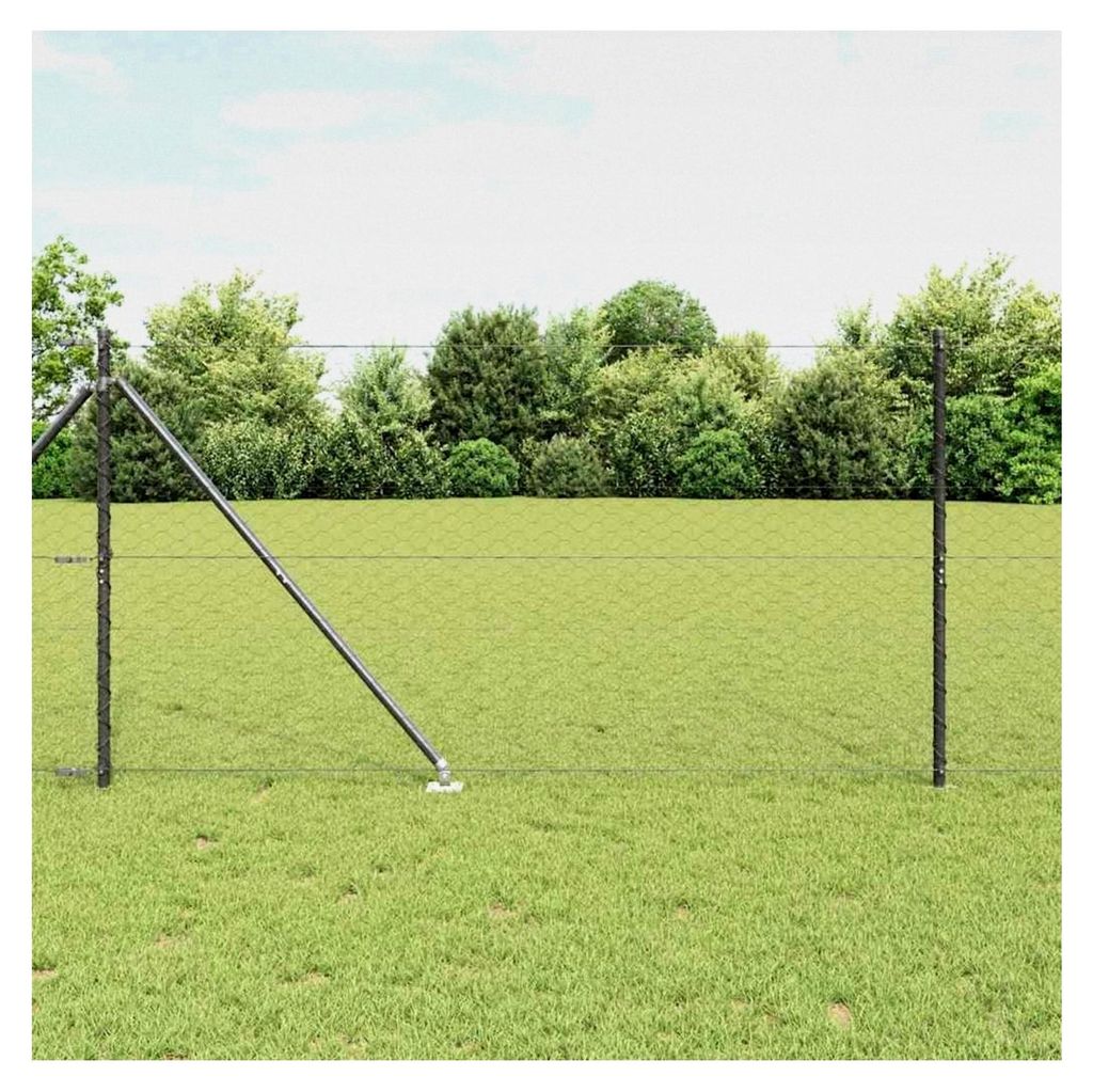 Zaunpfosten Grau 10 x 1,2 m (50 mm Maschen) aus Stahl und PVC für Gartenzaun, Hundezaun, Weidezaun und Hühnerzaun