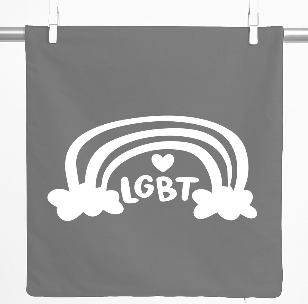 Huuraa Kissenbezug LGBT Regenbogen Herz 40x40cm Steel Grey Baumwolle Dekokissenbezug Geschenkidee