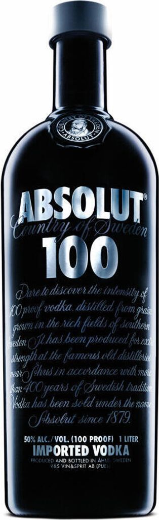 Absolut Vodka 100, Vodka, eau de vie, spiritueux, alcool, Image du produit 