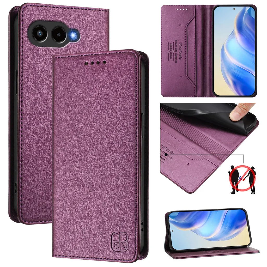 Custodia Elegante in Pelle per T-Mobile Revvl 8 / T Phone 3 - Viola Scuro