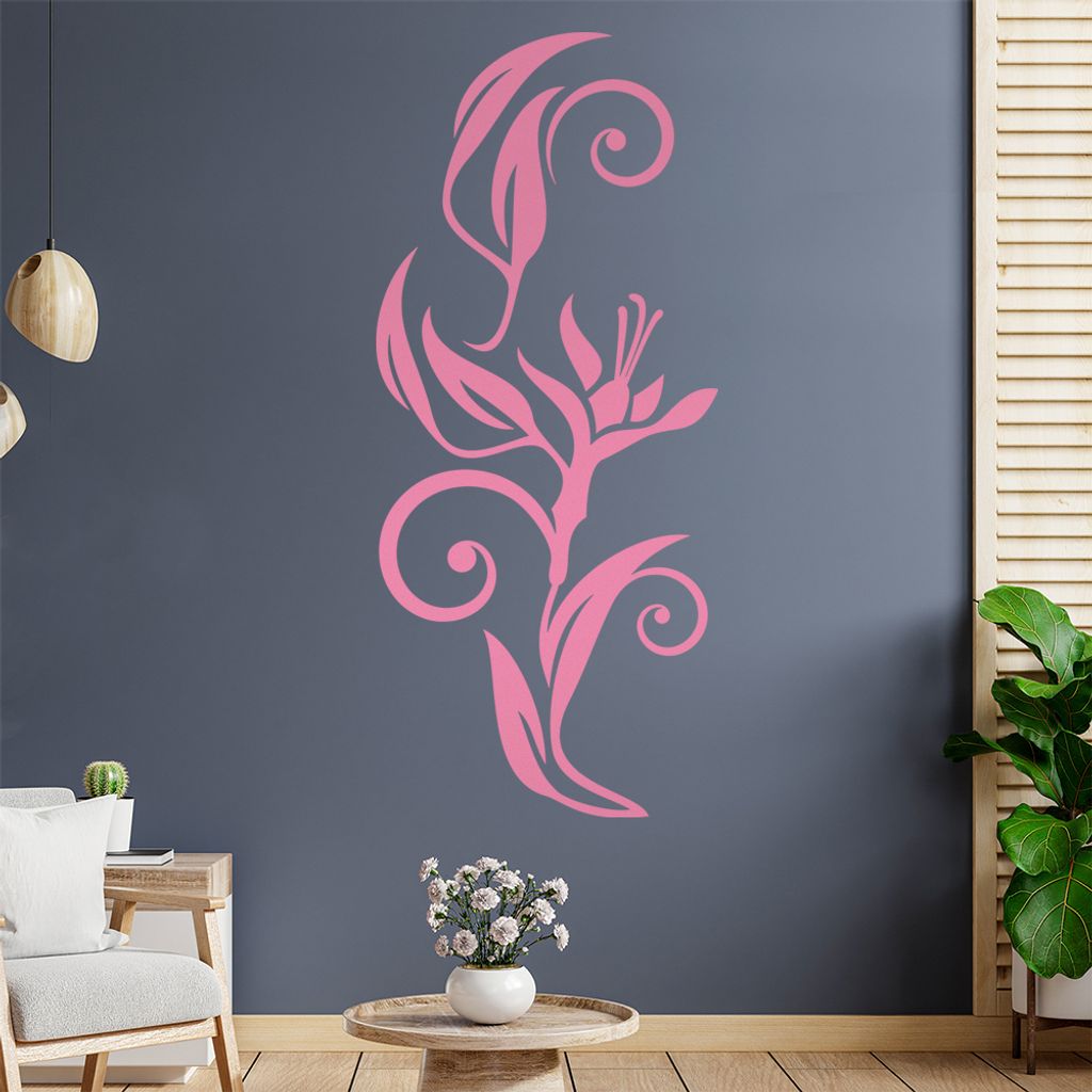 Blumen - Linien Wandtattoo in 6 Größen - Wandaufkleber Wall Sticker - Dekoration, Küche, Wohnzimmer, Schlafzimmer, Badezimmer