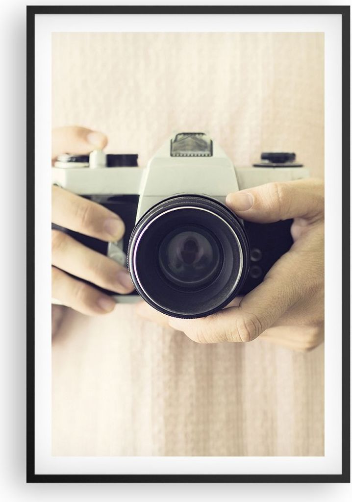 Gerahmtes Poster - Schwarzer Rahmen - Die Kamera Retro Fotografie - 61x91,5 cm - Wand Bild - Wanddeko - Wandbilder - Kunstposter - Wandposter - Bil...