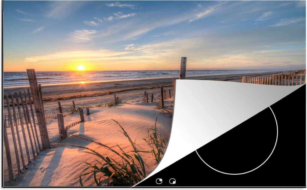 KitchenYeah Herdabdeckplatte Strand - Meer - Düne - Sonnenuntergang - Landschaft , 81x52cm, Küche Deko, Glaskeramikkochfeld Herdabdeckung, Abde...
