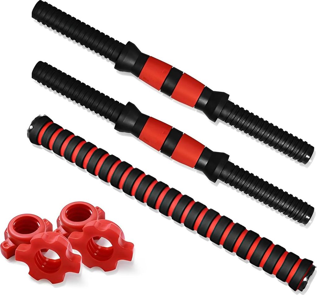 Tianher 35cm Universal Hanteln Hantel Stangen, 2 Stück Kurzhantelstange Hantelstangen und 4 Sternverschlüsse Gerändelt Fitnessstudio Krafttraining