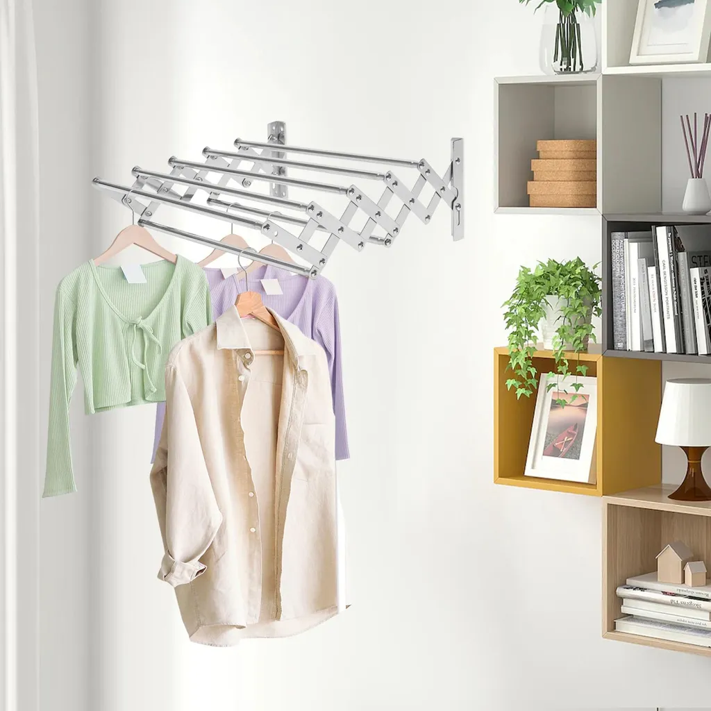 Porte-manteau mural extensible en métal argenté - Modèle Flexi-Steel - 3