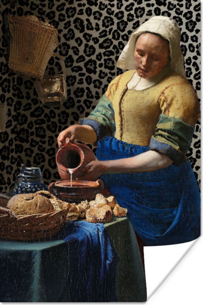 MuchoWow Poster Milchmädchen - Kunst - Pantherdruck - Vermeer - Gemälde - Alte Meister 20x30 cm - Papierdruck
