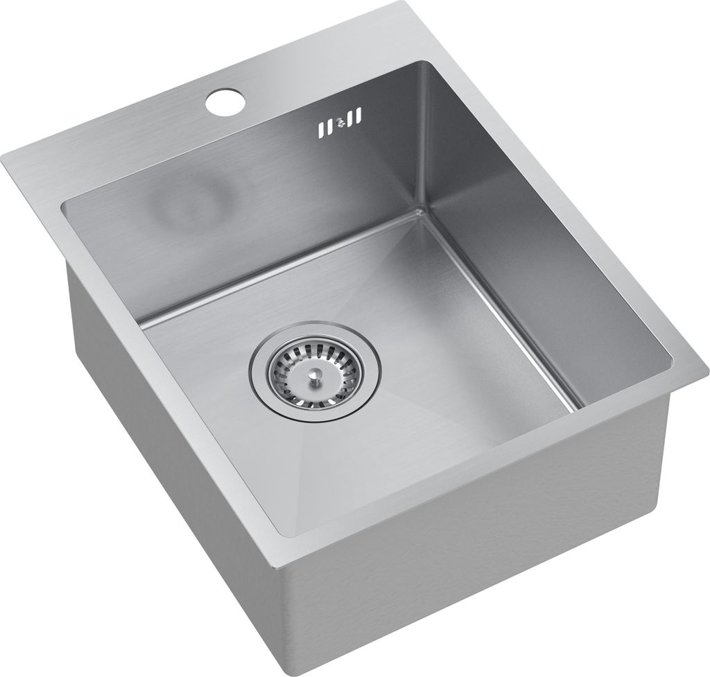 QUADRON Spülbecken 1-Becken Spüle | Größe: 40 x 50 x 20 cm | RUSSEL 90 | Küchenspüle Edelstahlspüle mit Siphon | Silber Pvd