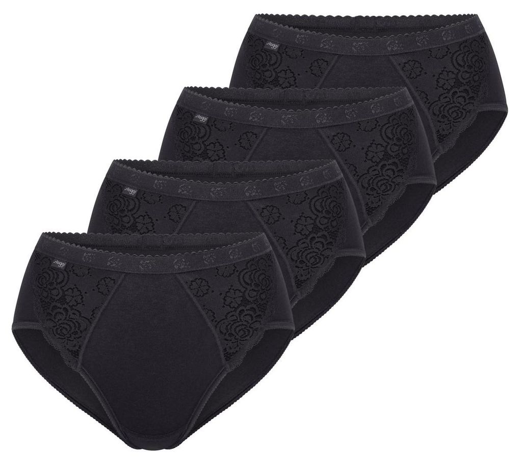 sloggi Dames Midi-slip, 4-pack, Chic - ZWART - Maat 44 Productafbeelding 