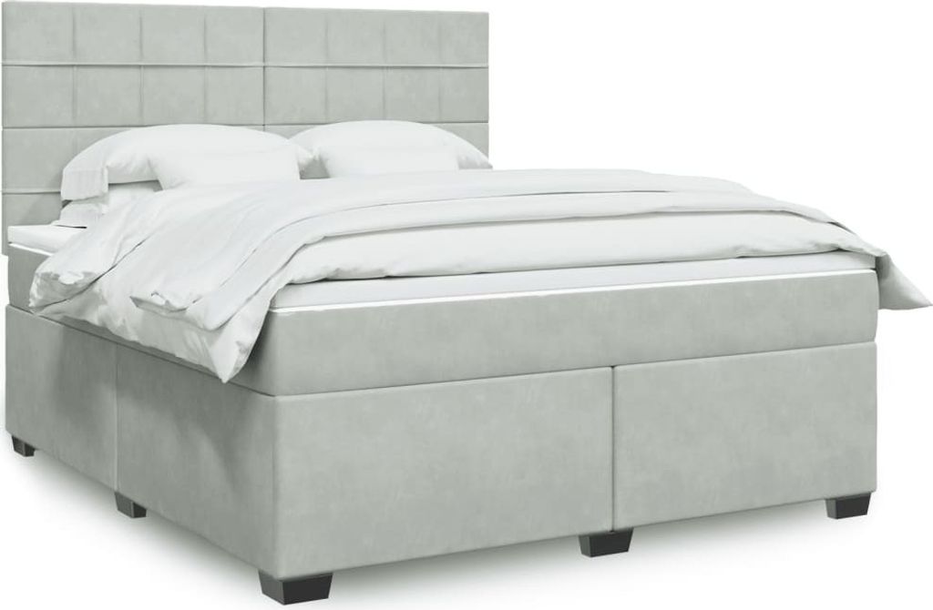 Maison Exclusive - Boxspringbett mit Matratze Hellgrau 180x200 cm Samt