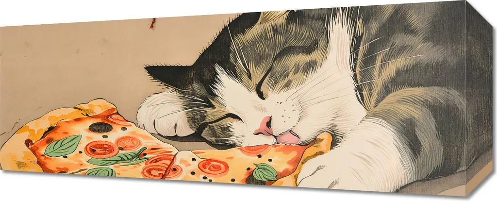 Décoration de Cuisine Pizza Chat 50x20 cm - Idée Cadeau Originale et Fun