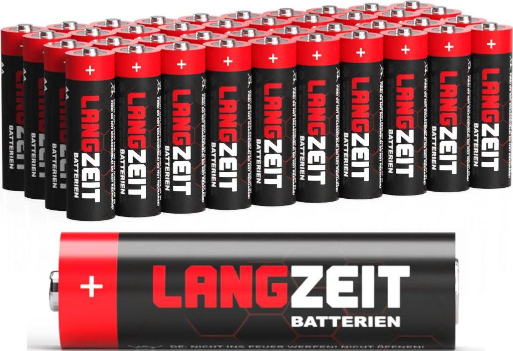Langzeit Batterien AA 40 Stück Alkaline Mignon LR06 1,5V Batterie 40 stk pack