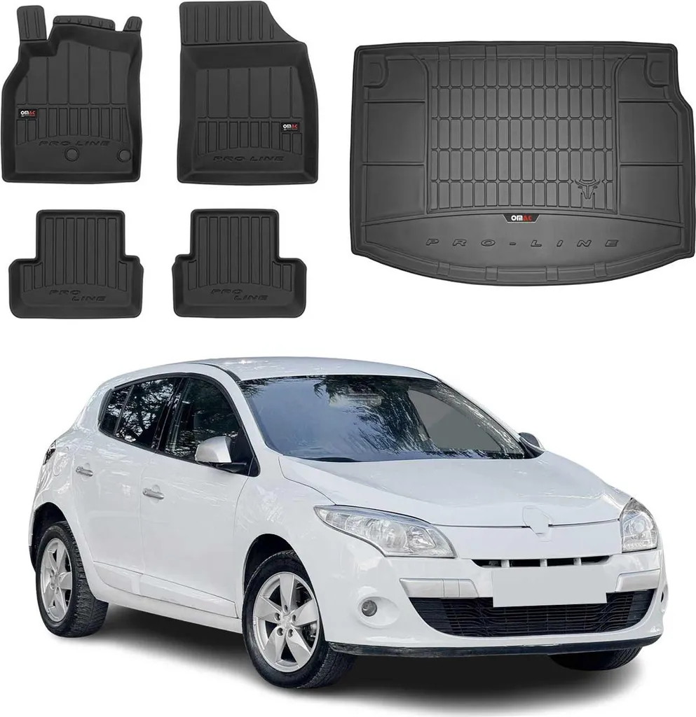 Set Premium Tappetini Gomma TPE per Renault Megane 2008-2015 | OMAC Edition