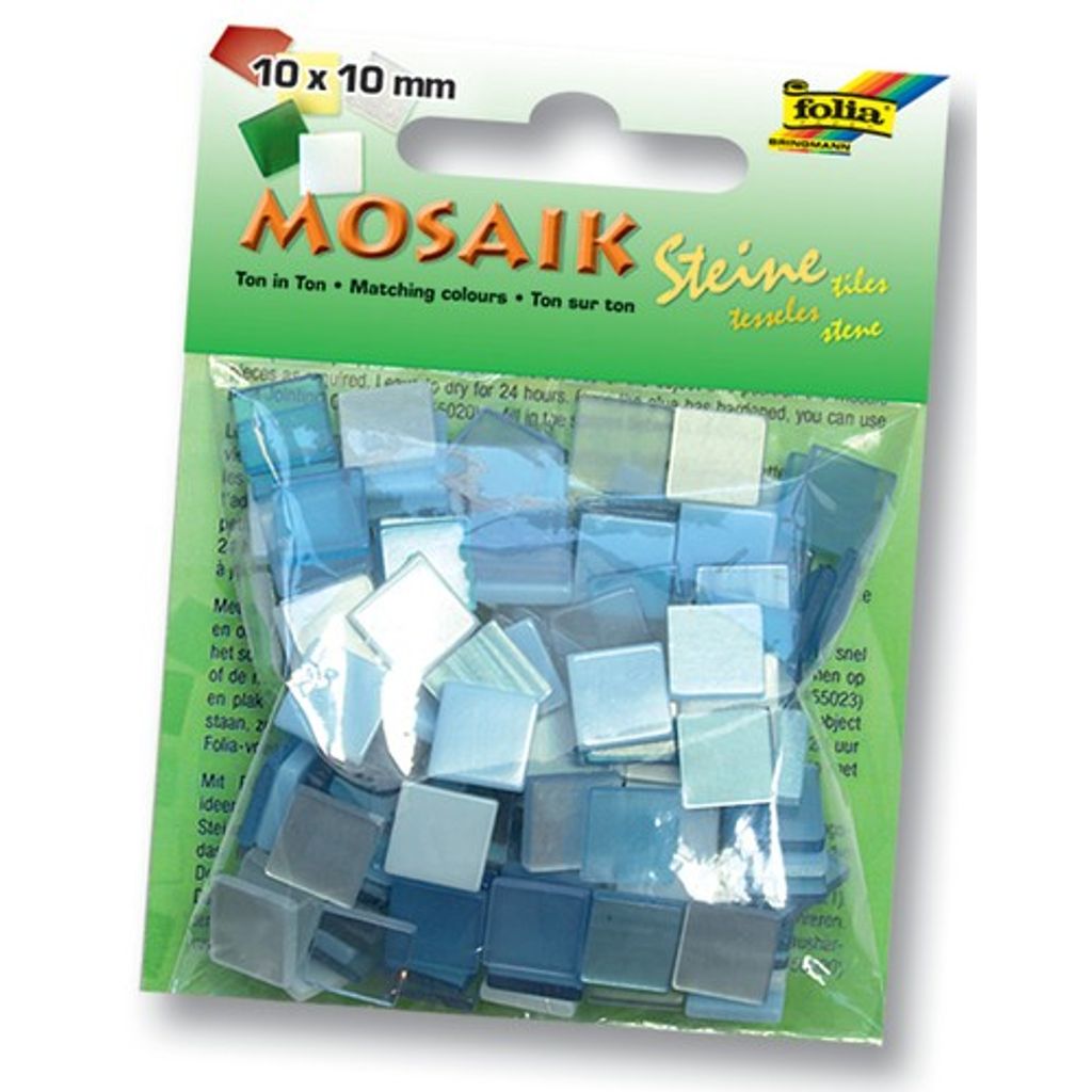 folia 60204 Mosaiksteine, 10x10mm, 190 Teile, Kunstharz, Ton in Ton Mix, blau, blau (45 g)