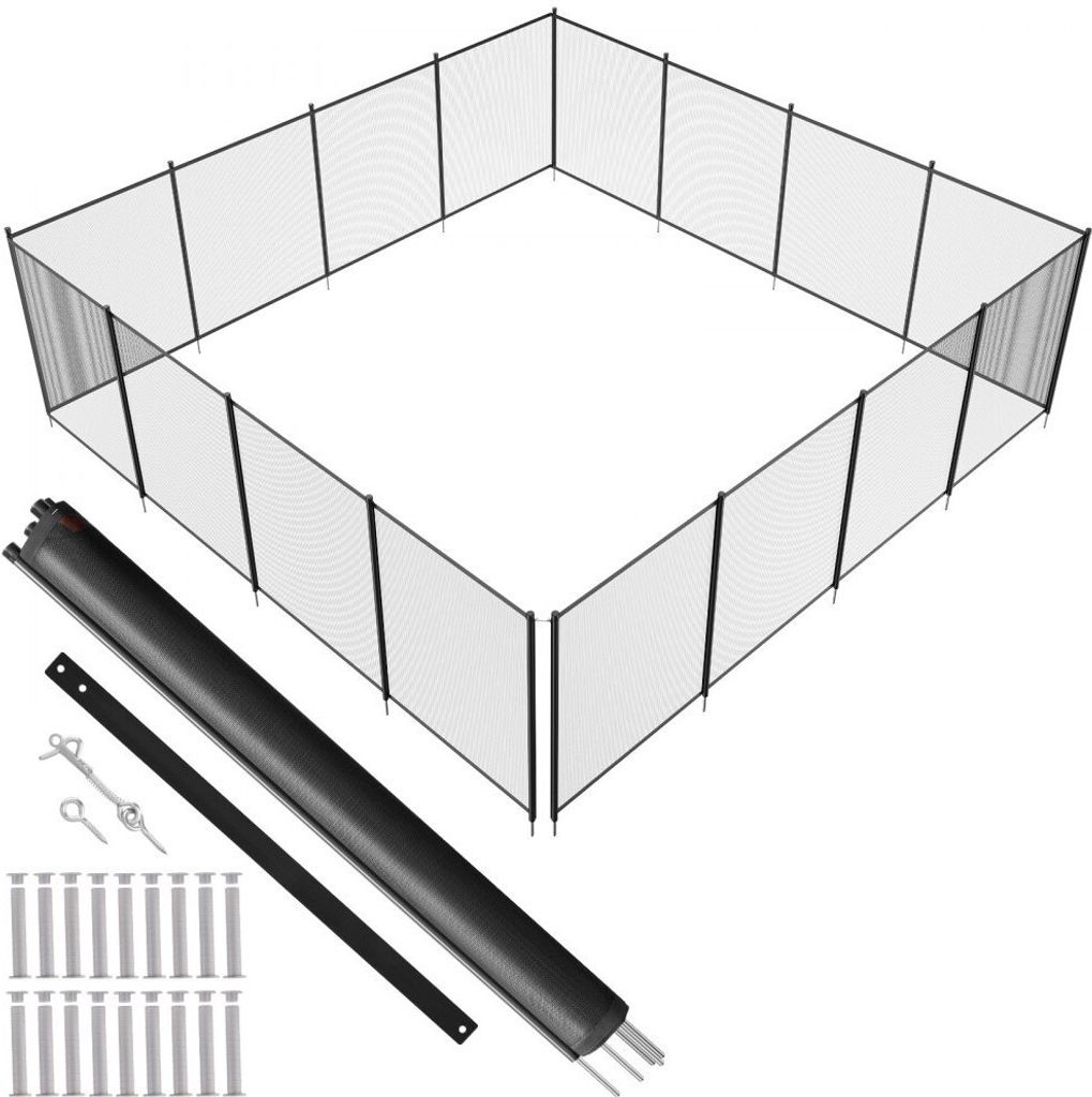 Poolzaun, 1,21 x 14,63 m - Abnehmbarer Kindersicherheits-Poolzaun - DIY-Installation - Schwimmbadzaun - 340 g Teslin-PVC-Poolzaunnetz - Schützt Ki...