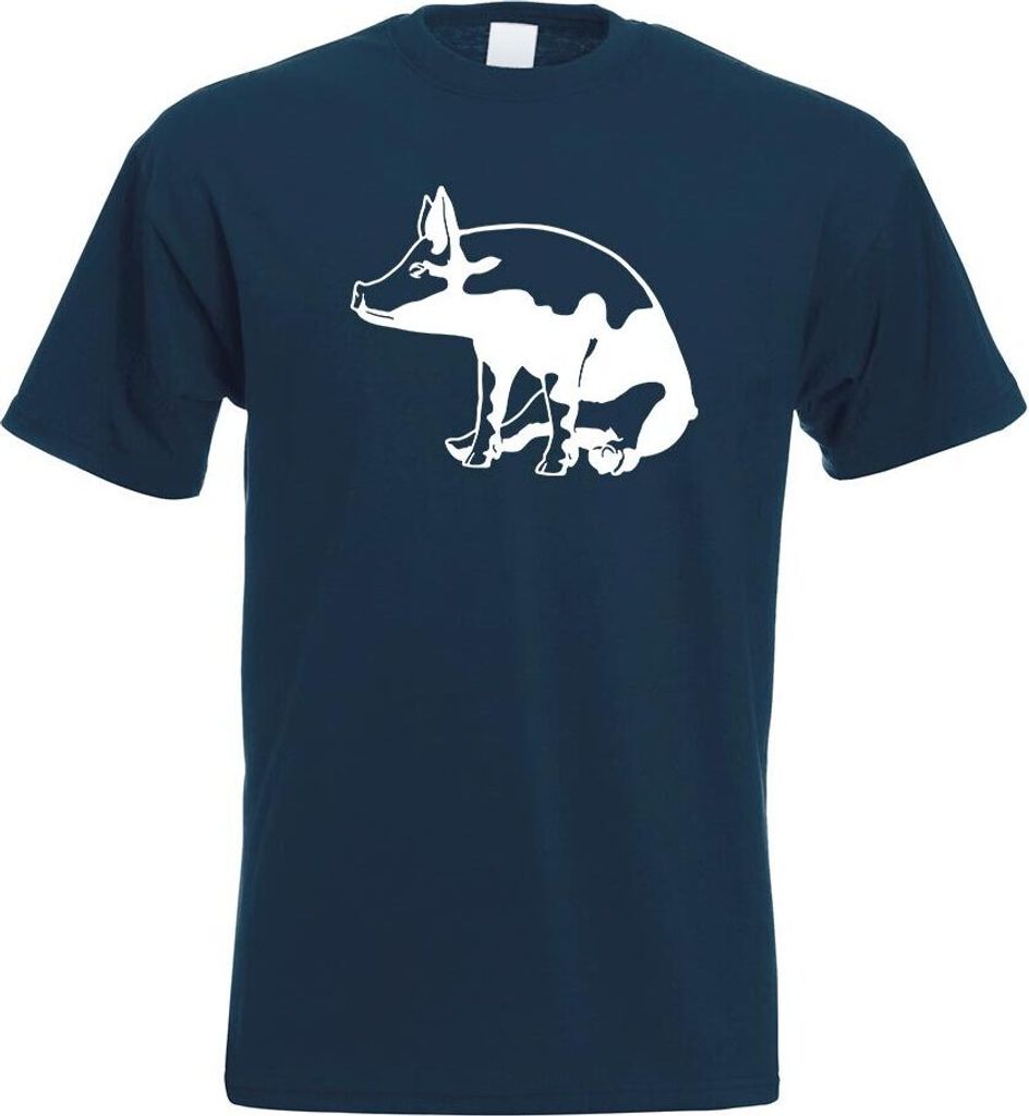 Kiwistar - T-Shirt - Navy - Schwein Motiv 7 - Sau - Baby Herren Funshirt Bedruckt Design Sprüche Spruch Motive - mit Motiv Bedruckt - Funshirt Des...