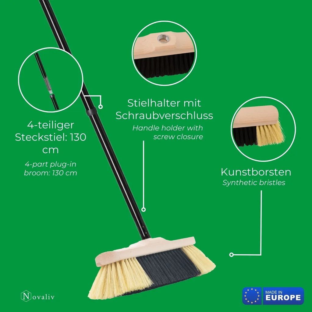 Novaliv Scopa Morbida da Interni: Set 2 Pezzi Legno e Setole Fitte - 5