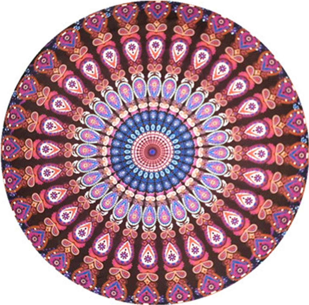 Vintage Round Chiffon Anti-Sunlight SHAWL Beach Handtuch Outdoor Yoga Picknick Matte-4#