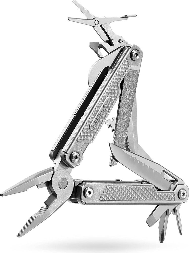 Multifunktionale Zange 17-in-1 Faltbares Multitool - Edelstahl, Zangenriemenclip-Säge - Camping, Wandern, Reparieren