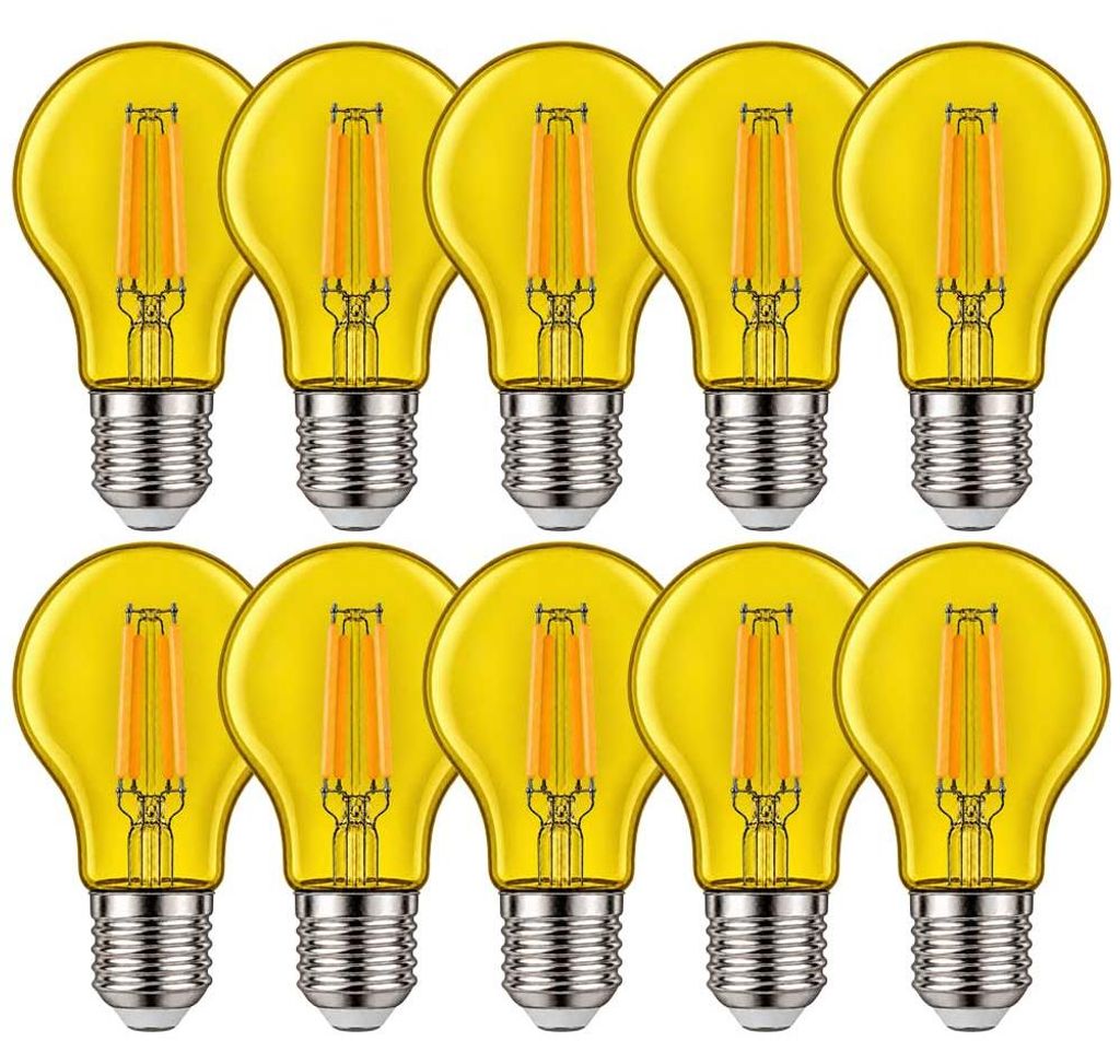 10 x LED Filament A60 Birne 3W E27 120lm Gelb farbig bunt Produktbild 