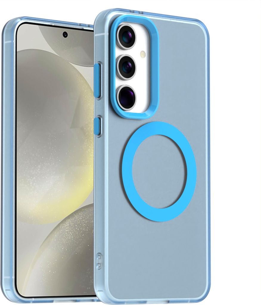 Handyhülle für Samsung Galaxy S25, Hülle Kompatibel mit MagSafe, Schlank Durchscheinend Matt Stoßfest Schutzhülle Blau