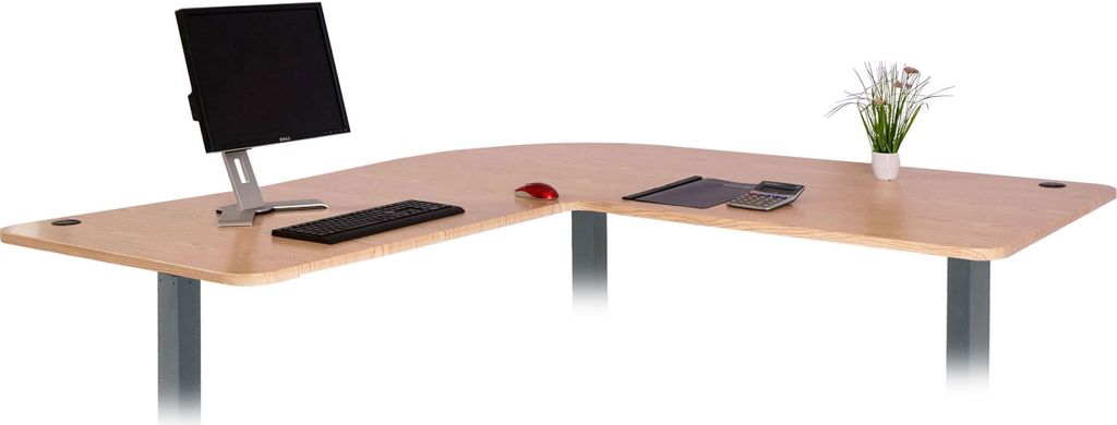 Tischplatte HWC-D40 für Eck-Schreibtisch, Schreibtischplatte, 90° MVG- hellbraun