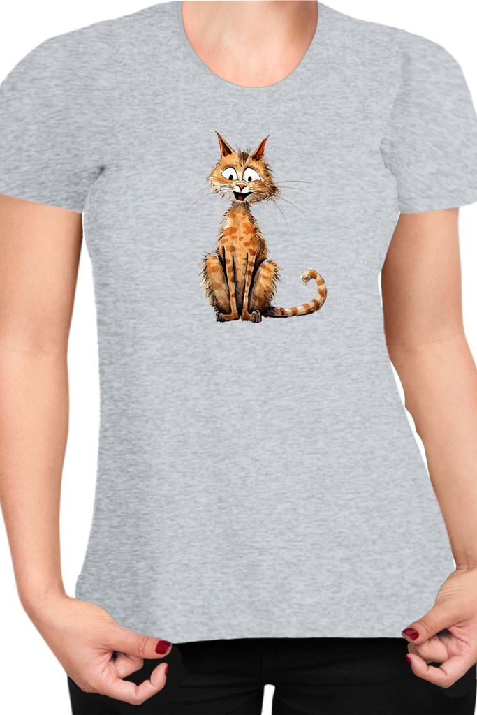 Damen T-Shirt Funny Cats Breeds Cheetoh Cat, Lady M / Grau